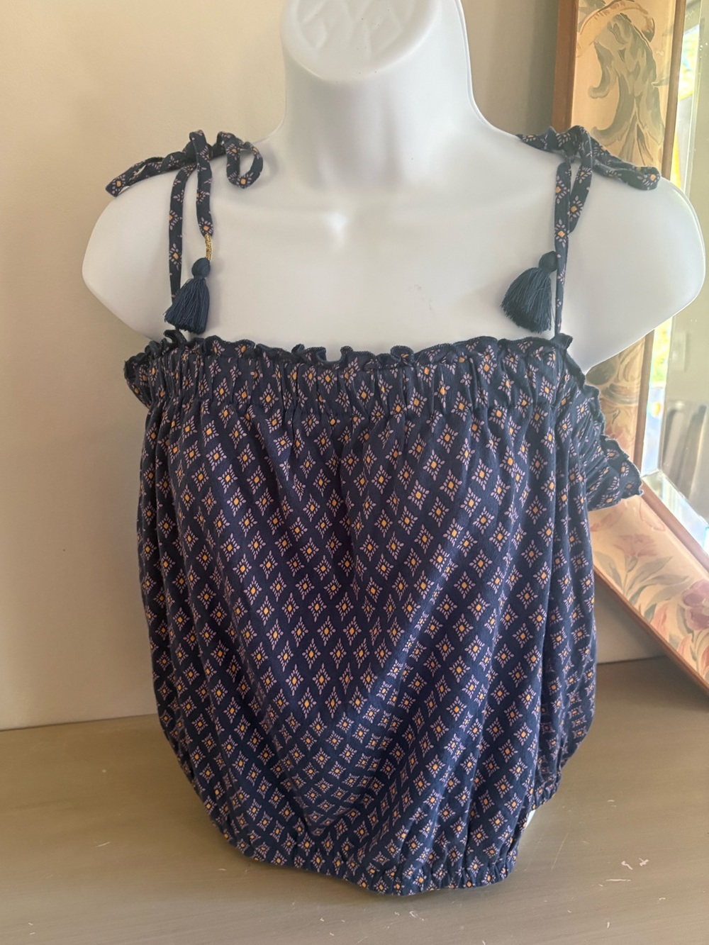 Lucky Brand navy and purple spaghetti strap  top